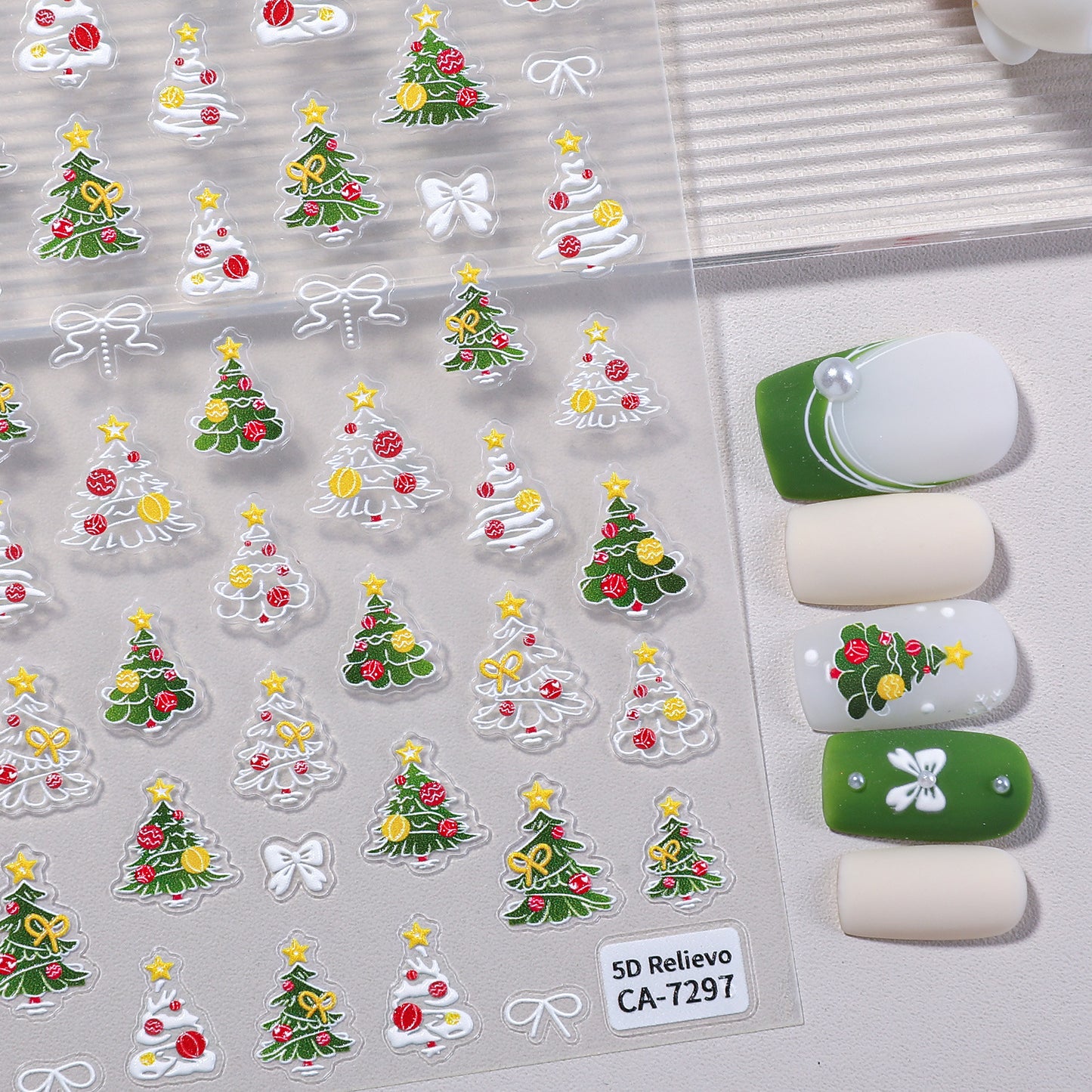 Original Christmas Tree Nail Art Sticker 5D Embossed Three-dimensional Happy Christmas Elements DIY Nail Sticker AA