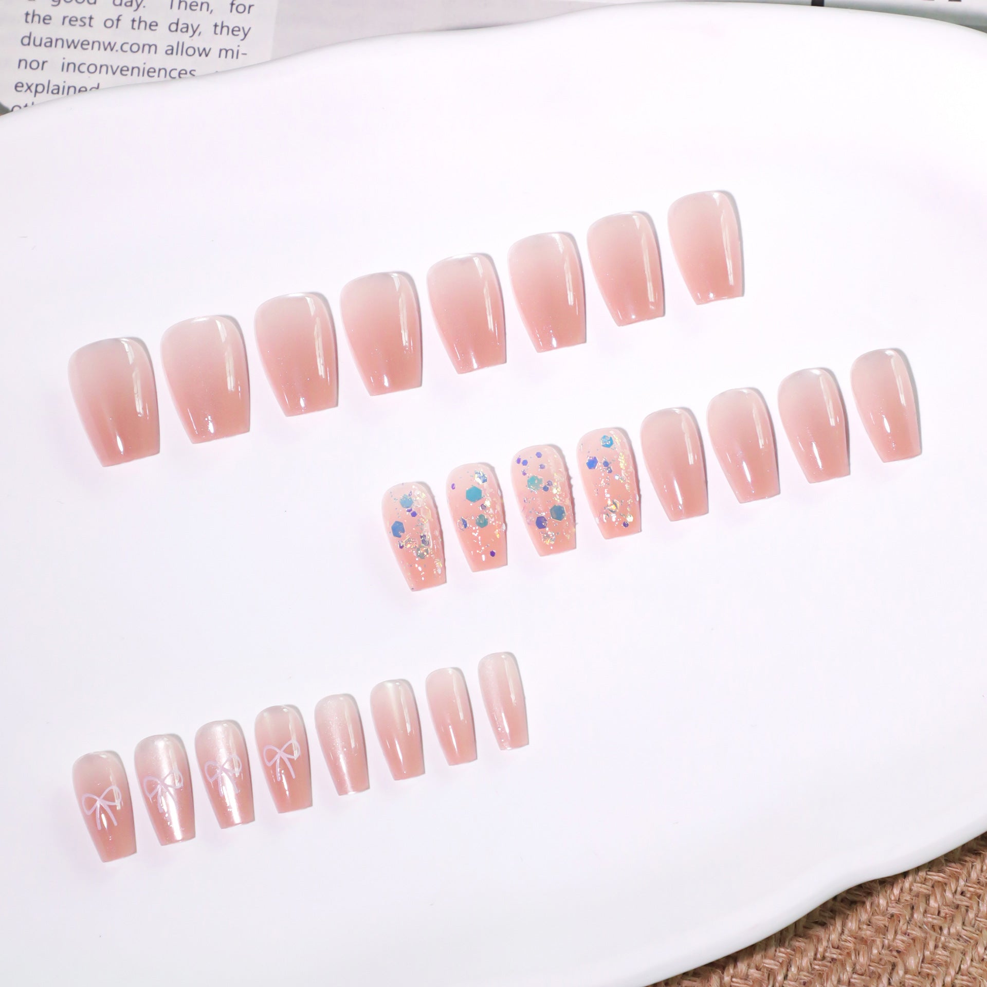 Soft Clear Glitter Square Press On Nails Style