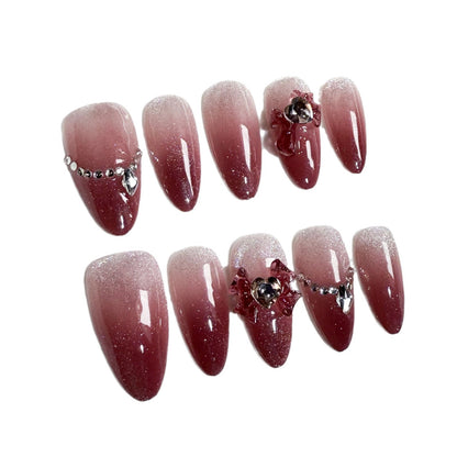 Handmade Press-on Nails Autumn and Winter New Sweet Blush Nail Ice Transparent Pure cat eye ｜365nails