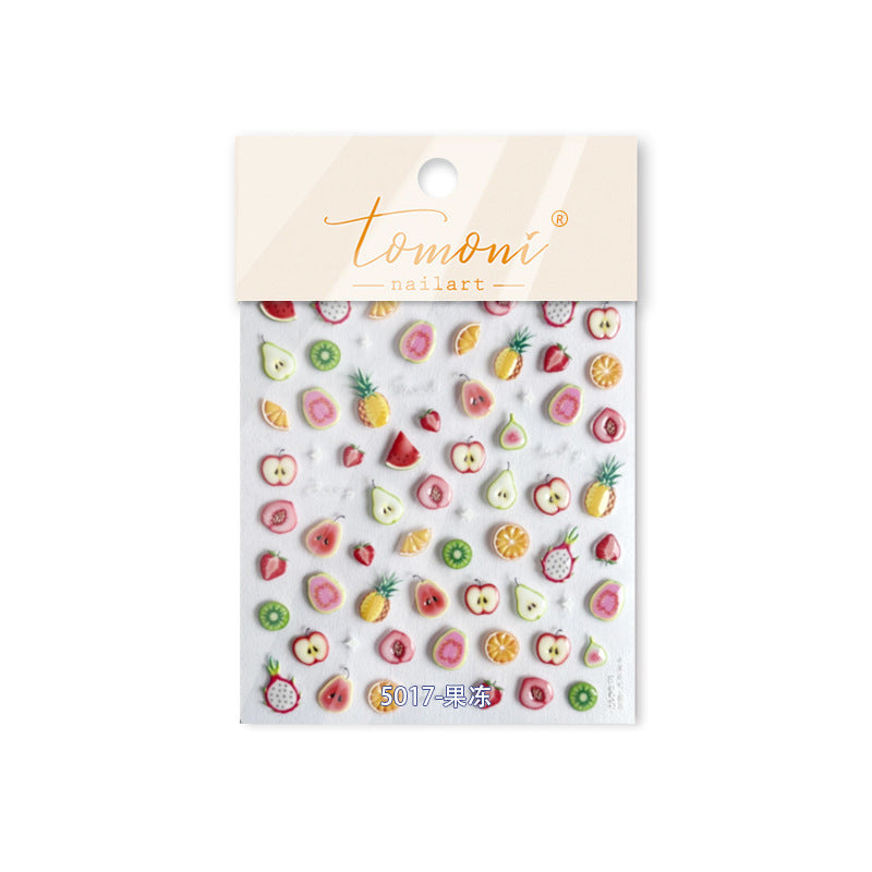 Iridescent Summer Fruits: "Fruity Summer Glow" – 5D Embossed Nail Sticker