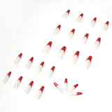 Uñas postizas rojas con prensa francesa, uñas postizas terminadas, parche para uñas, parche para uñas | 365nails