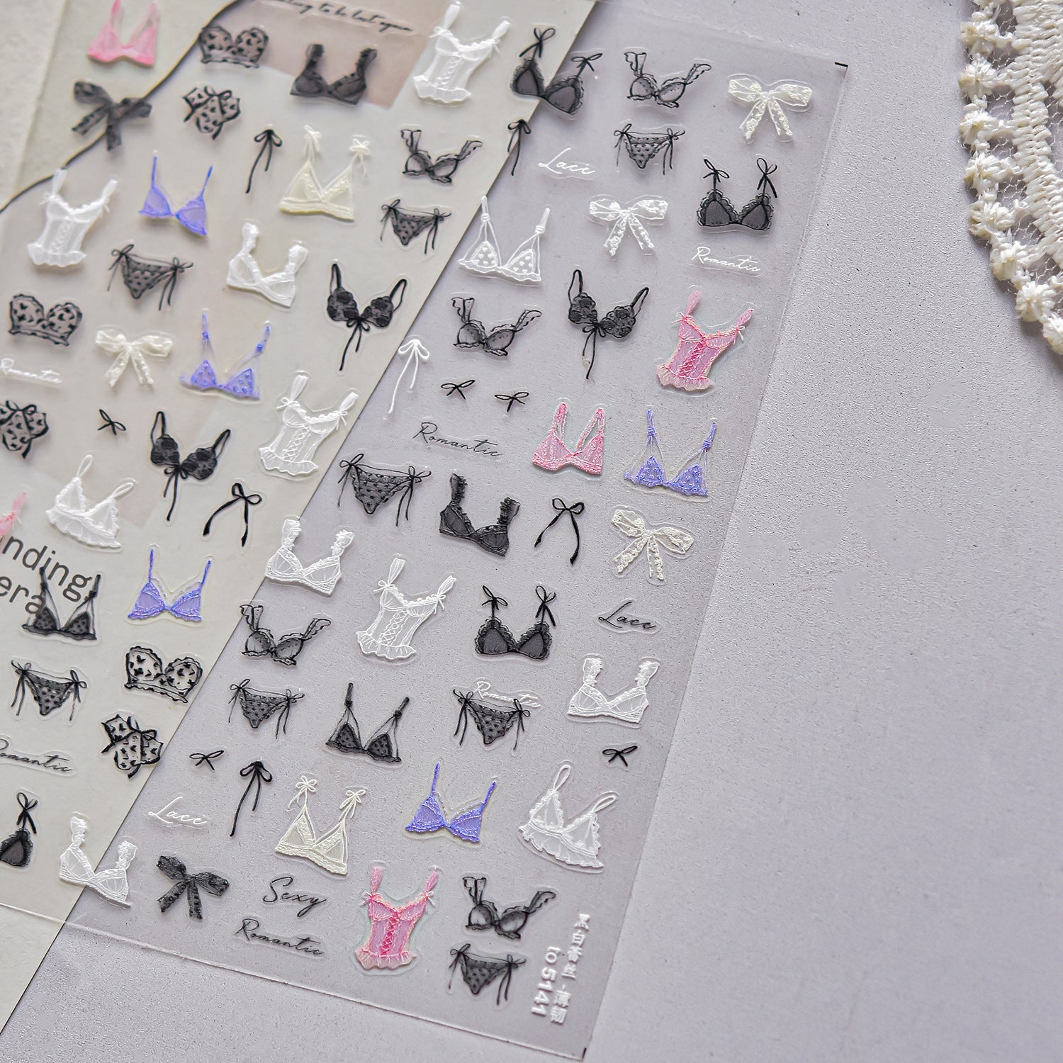 365nails : « Dentelle lingerie coquette » – Autocollants pour ongles