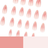Simple nude blush smudge white almonds press-on nails