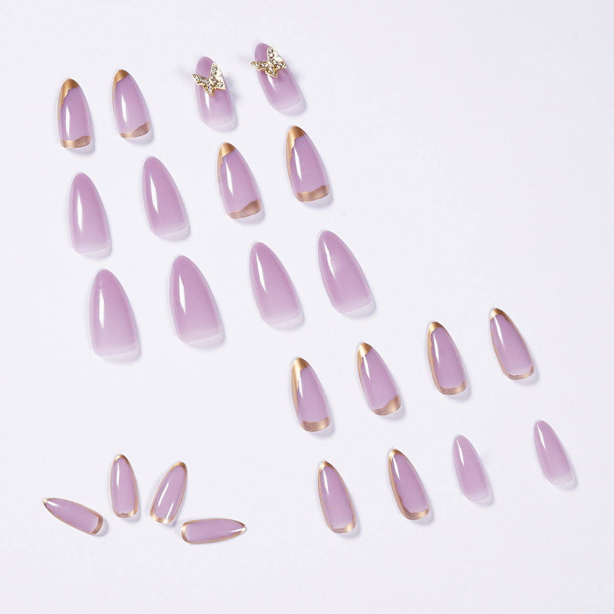 Parche para uñas con diseño de mariposa de Phnom Penh, color morado ahumado, para uñas postizas, removible y con acabado de 365nails