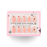 Premium 30 Pieces Boxed French Short Almonds Fresh Strawberries press-on nails