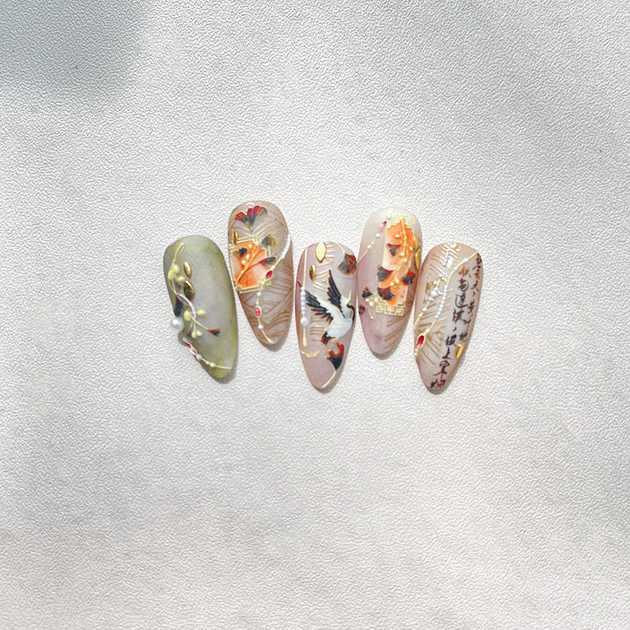 Crane & Ancient Relics – 3D Embossed Chinese Style Nail Art Set