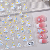 Original Christmas Tree Nail Art Sticker 5D Embossed Three-dimensional Happy Christmas Elements DIY Nail Sticker AA
