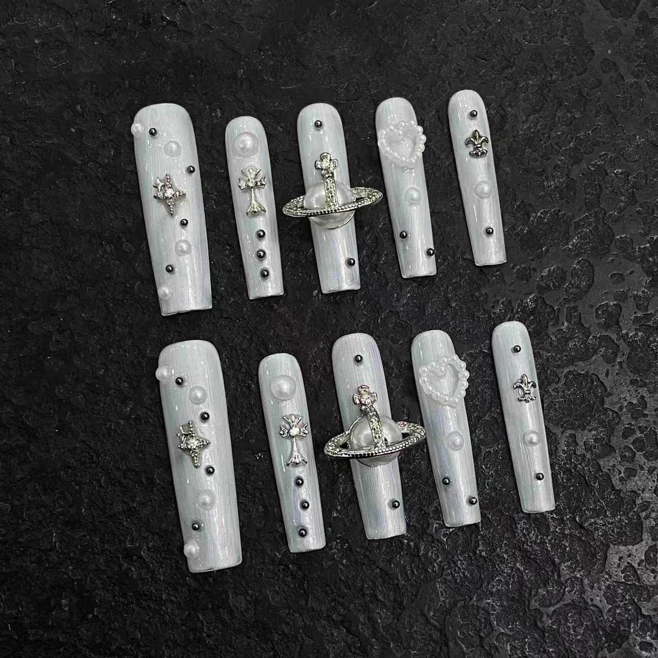 Unhas postiças extra longas, engraçadas, de desenho animado, fofas, feitas à mão, personalizadas, pintadas à mão, removíveis | 365nails