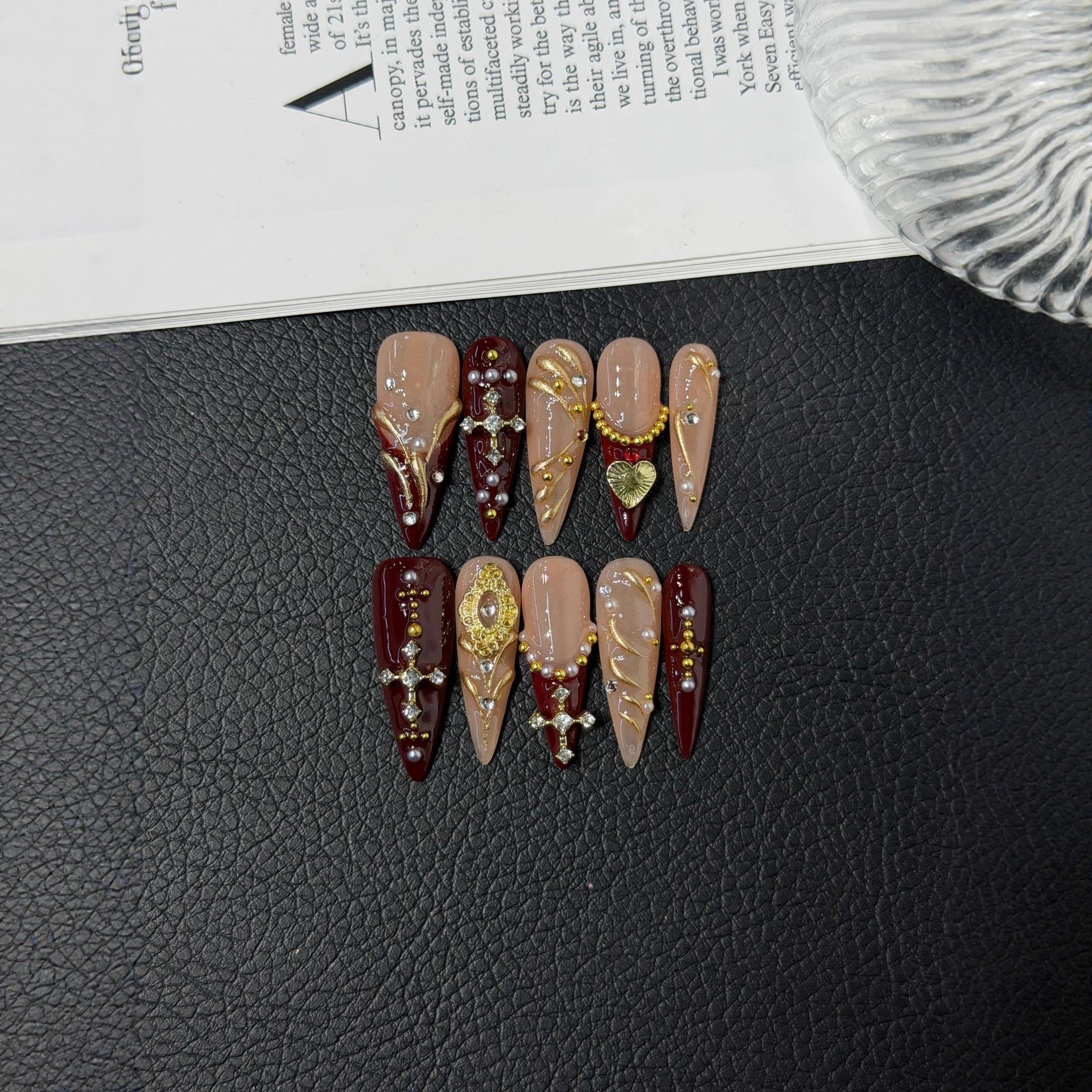 365nails: "Imperial Crest" – 3D Gold Lion & Baroque Jewel Handmade Long Stiletto Nails