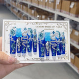 Blue Pearl Crystal Extra Long Press On Nails