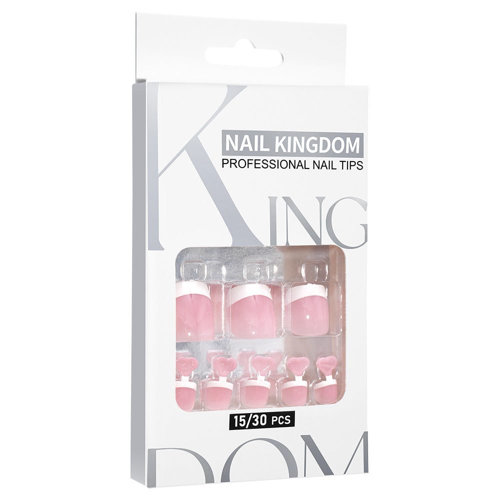 New manicure nude toenails square short removable 32-piece patch fake nails French foot armor
