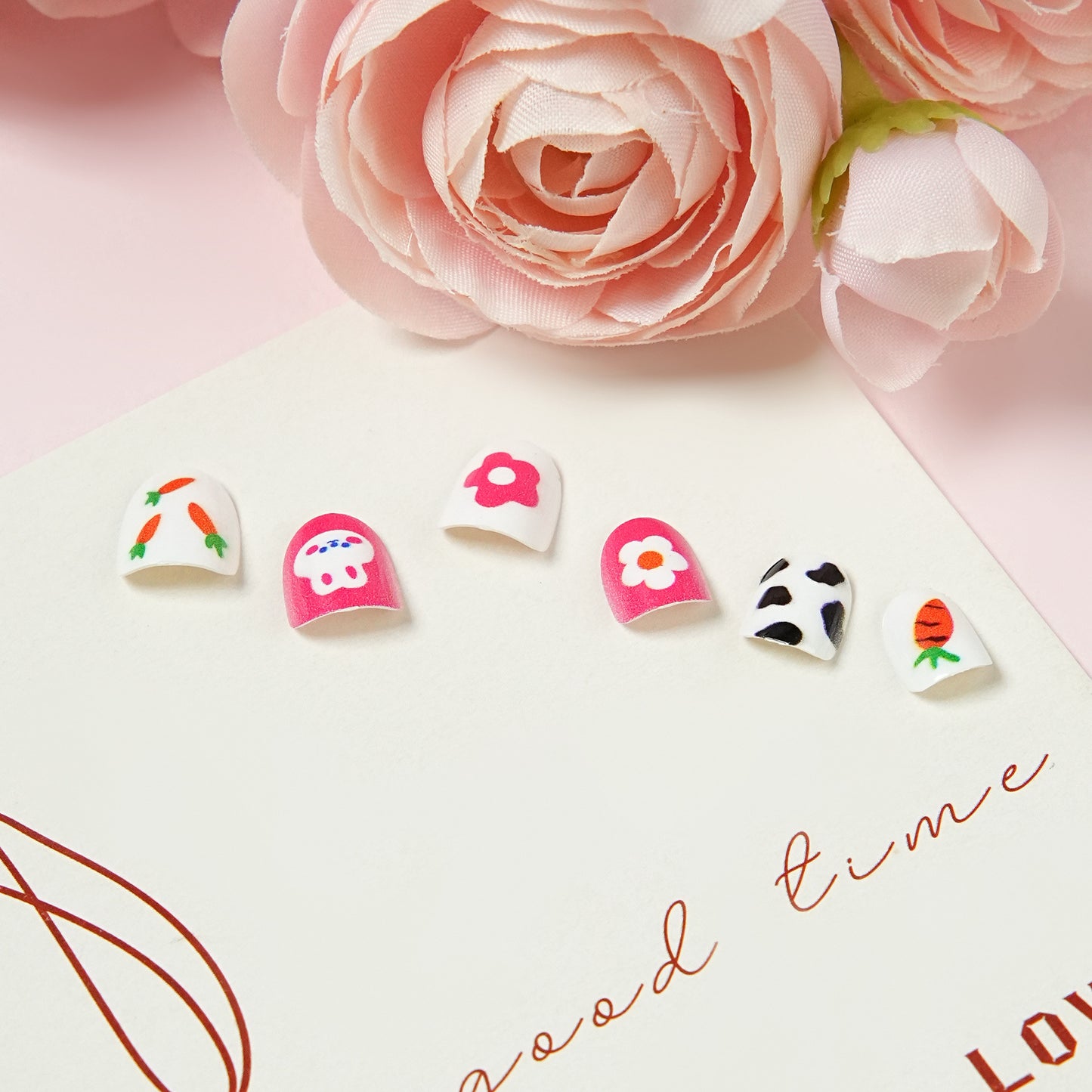 Kids press-on nails 24 nails cute special children's decoration show 3-6 years old