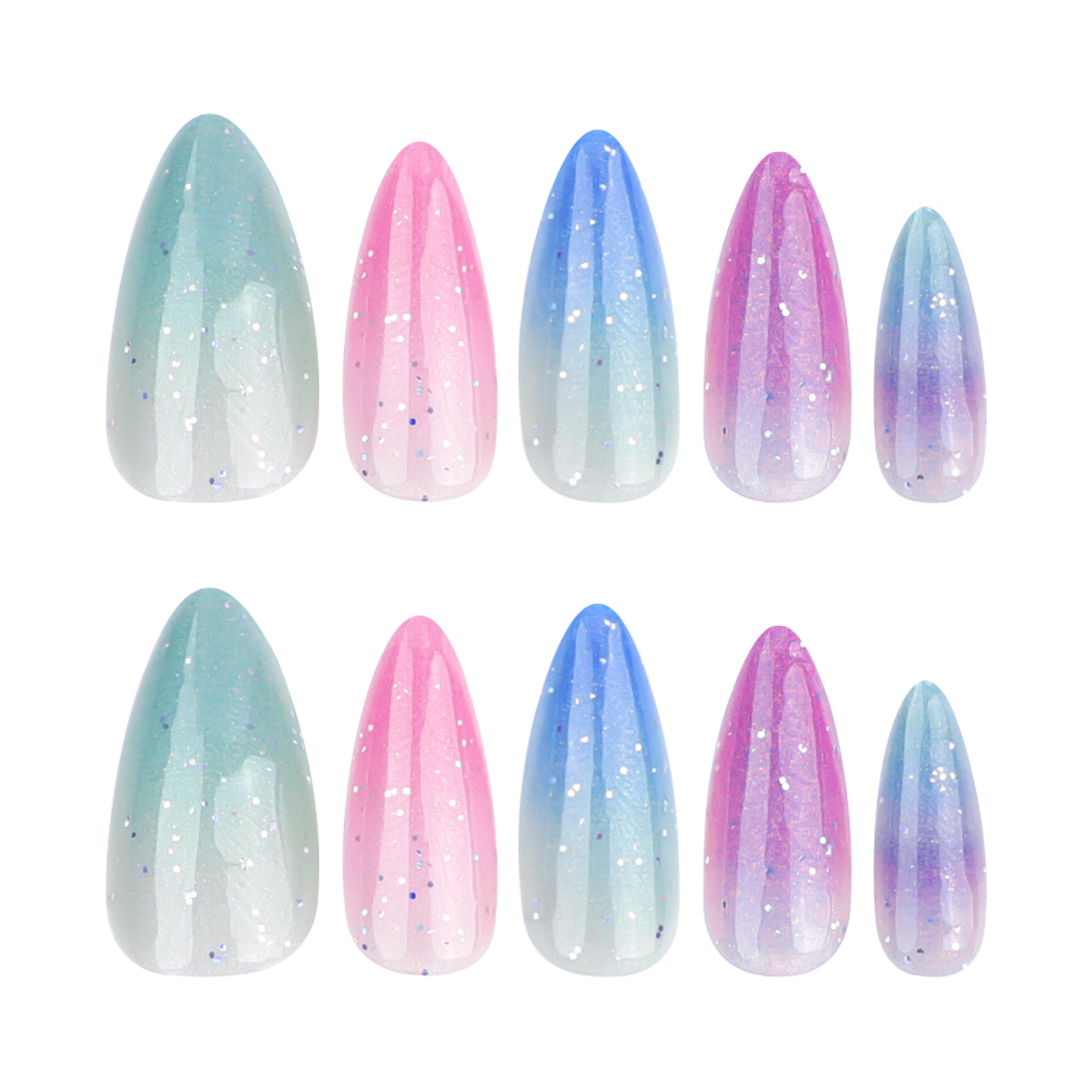 彩色漸層穿戴甲（亮片、珍珠光貓眼）甲貼 批發｜365nails