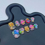 Unhas postiças curtas com desenho animado fofo, Bob Esponja Calça Quadrada, Patrick Estrela, arte de unha curta, patch finalizado, usável, 365nails