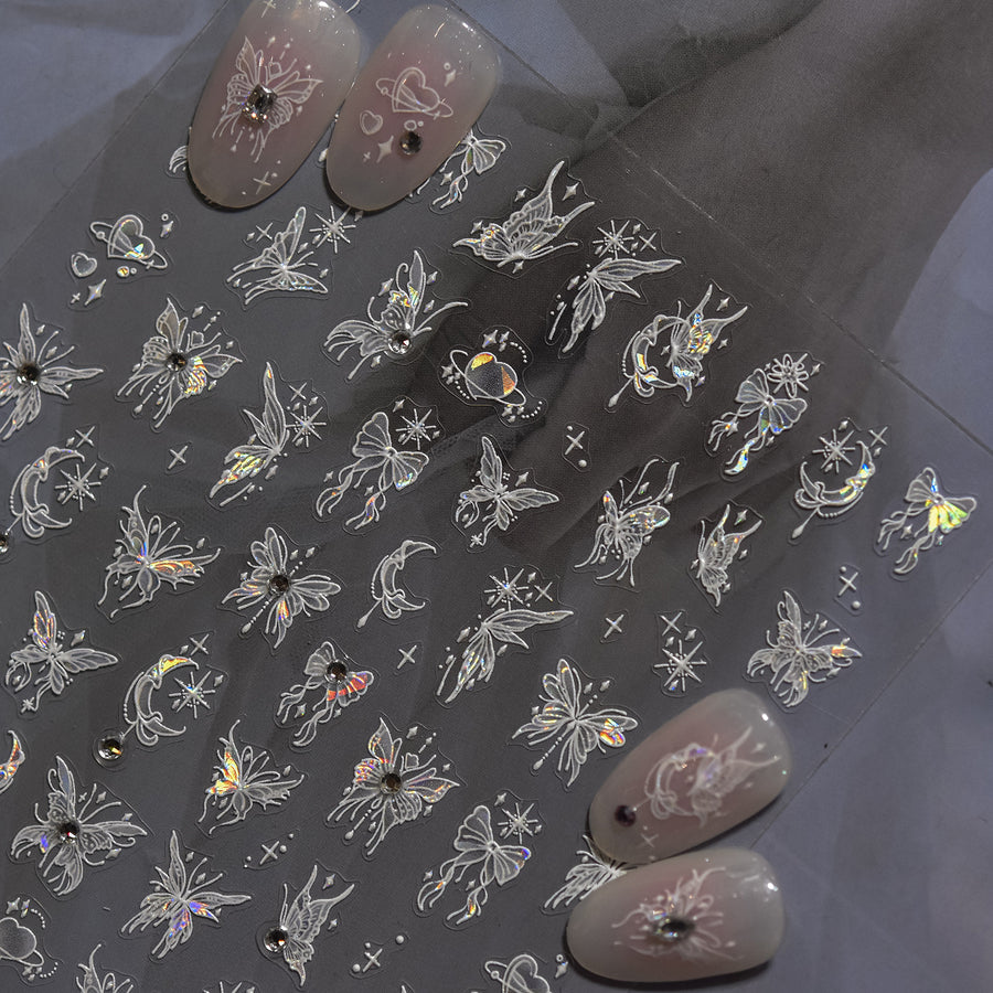 365nails: 무지갯빛 크리스탈 나비 네일 아트 스티커