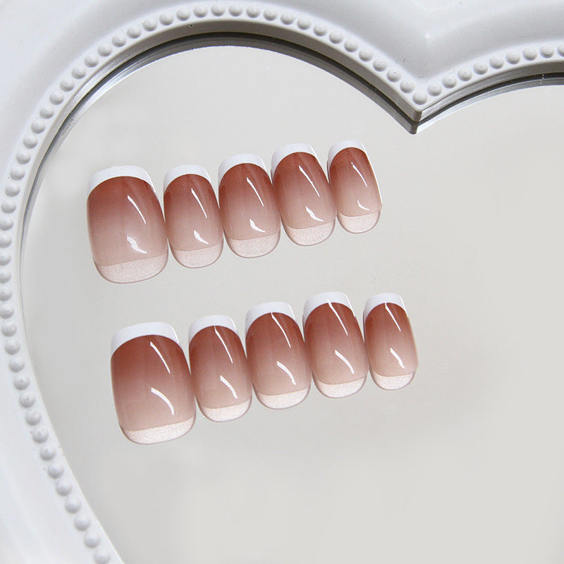 Nail Tips  prefabricated nail press on nails gradual change French removable nail burgundy short T nail patch drill ｜365nails