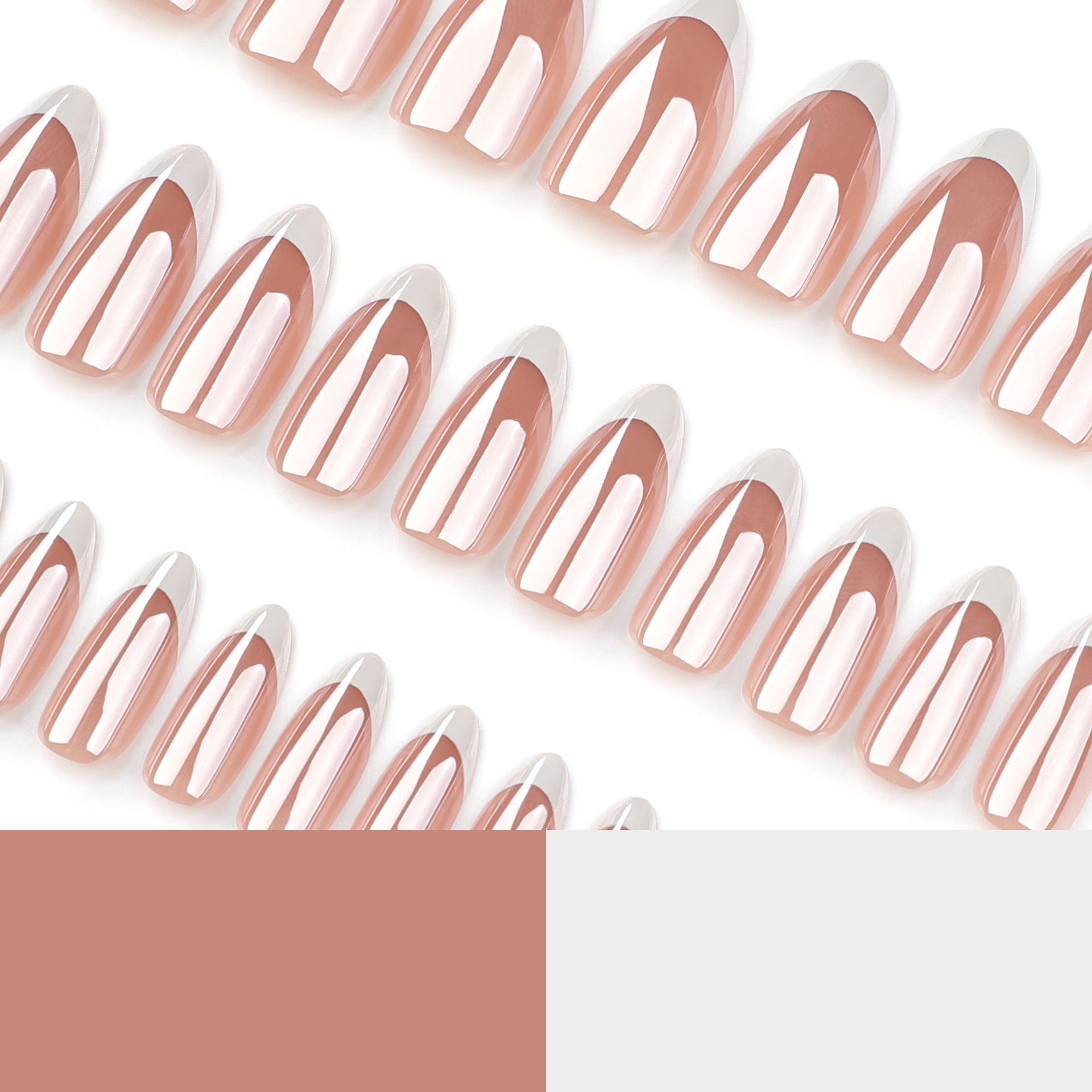 Simple French white wearing nail short almond high-end nail art coating fake nail repeatable nail piece wholesale