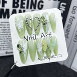 Summer fresh Handmade press on nails  gradual change relief butterfly medium and long ｜365nails