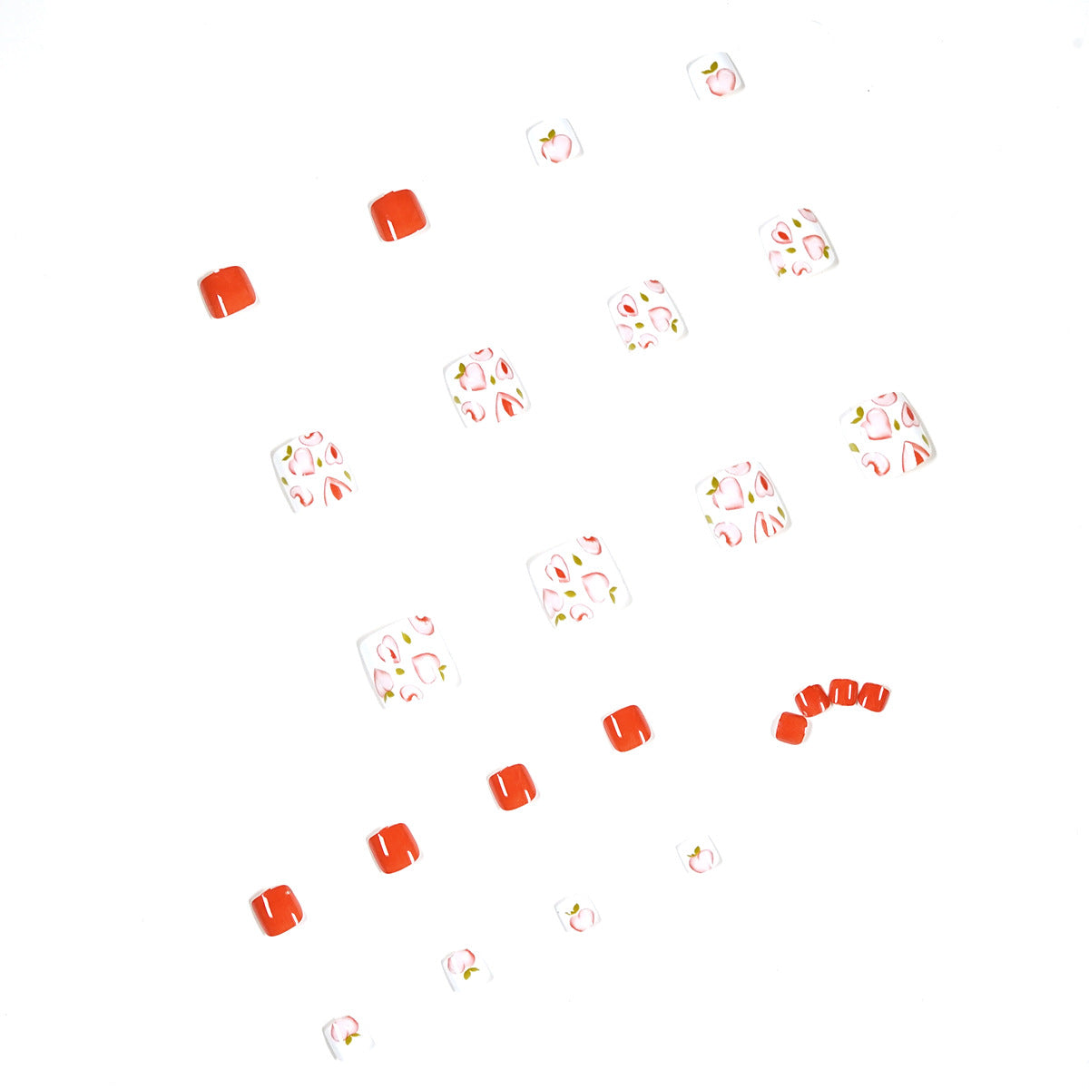 夏日甜桃嫩橘 足部完成款穿戴甲 可拆式甲片｜365nails