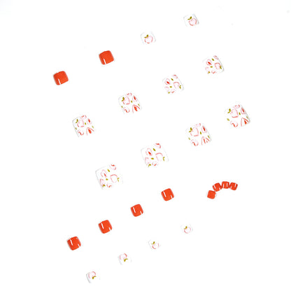 Summer sweet peach tender orange foot nail press-on nails art finished fake nail nail nail patch removable nail piece｜365nails