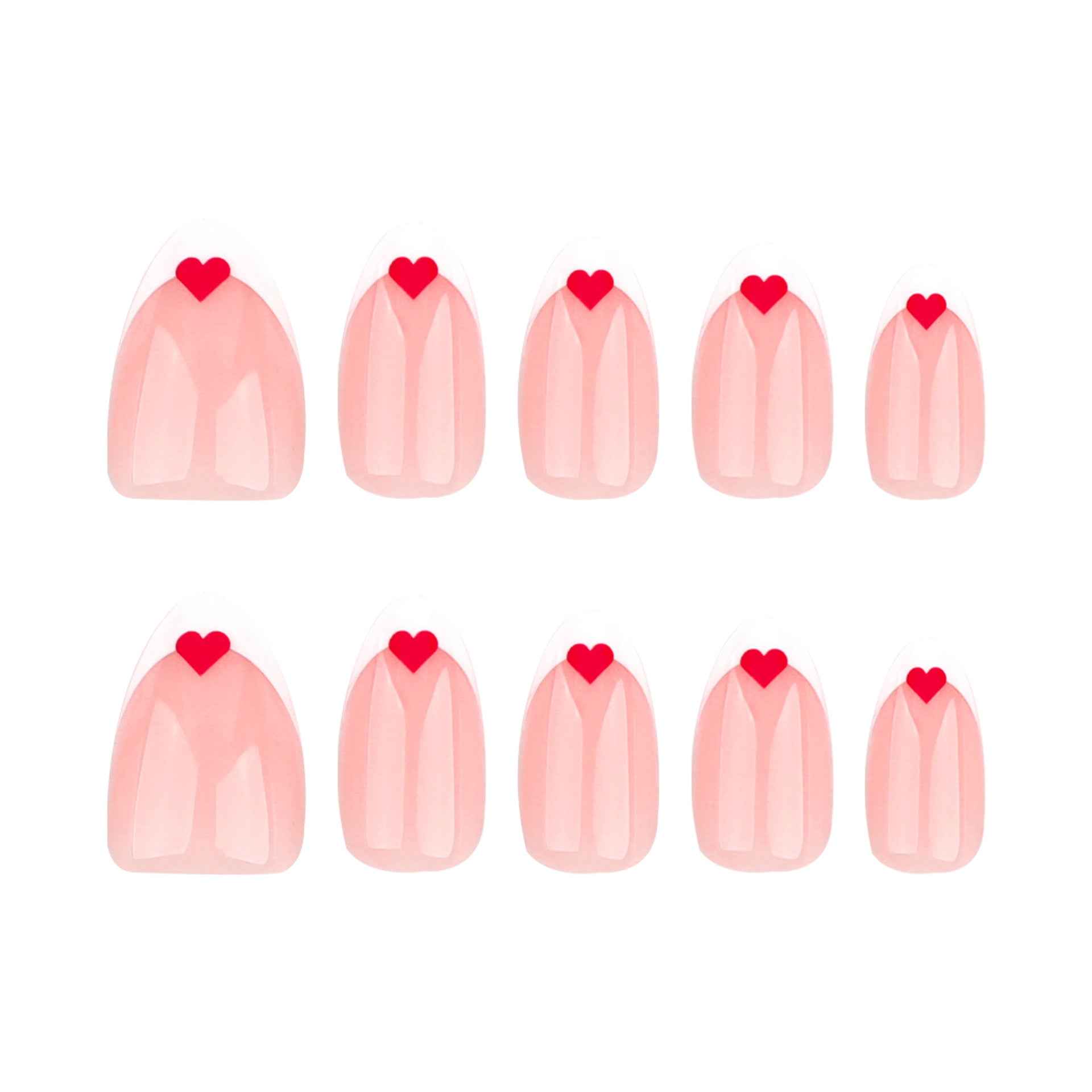 Uñas postizas minimalistas francesas blancas y rojas con diseño de amor para San Valentín | 365nails