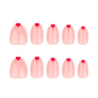 Simple French white  red love minimalist Valentine's Day nail piece press on nails nail piece｜365nails
