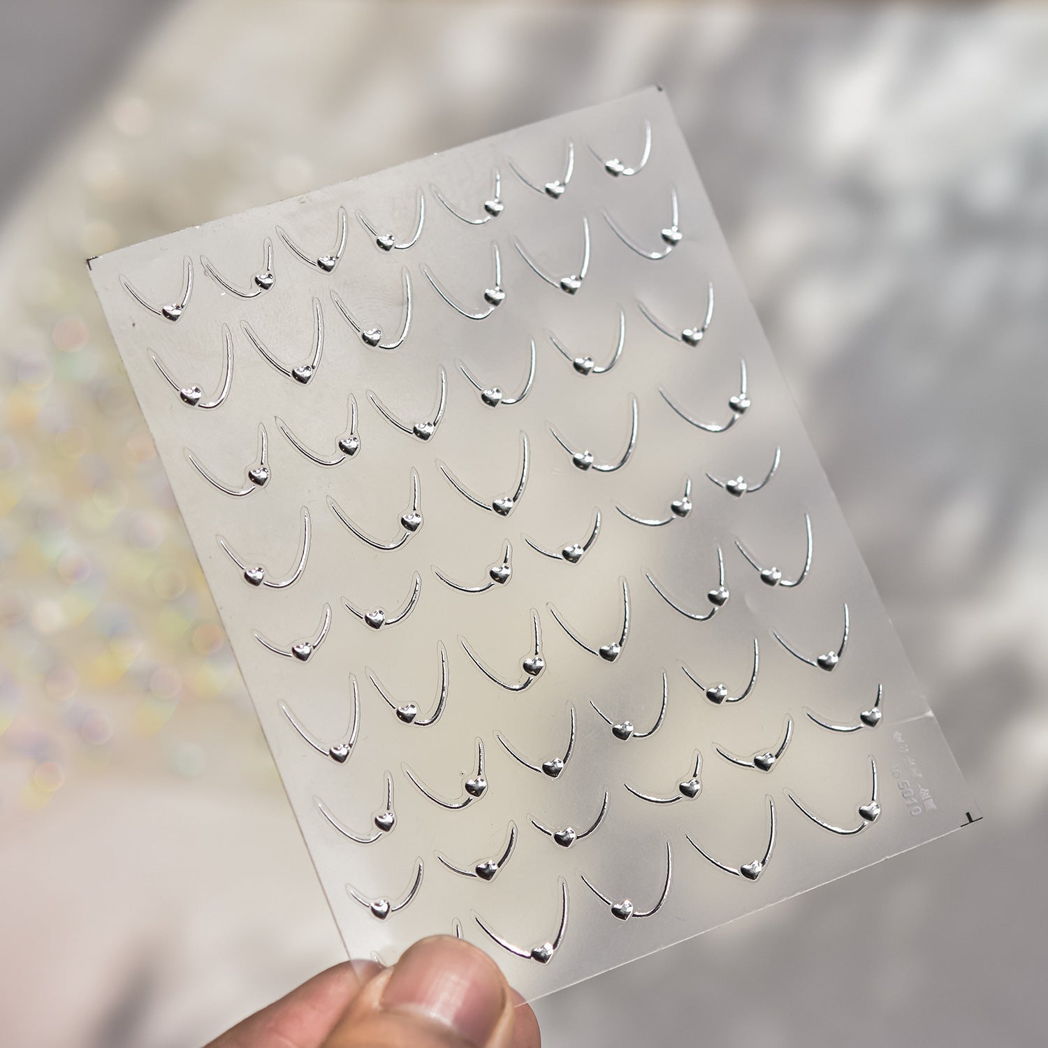 Minimalist Smile Line Collection: "Pearl Smile" – 3D Holographic Nail Sticker