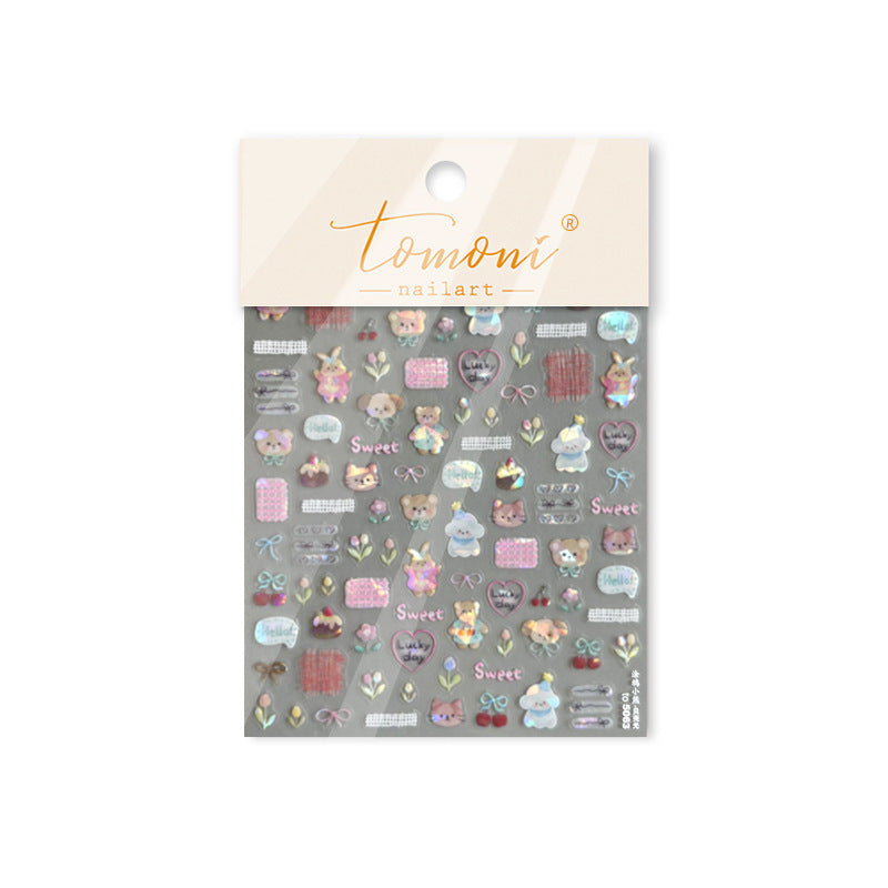 Cute Teddy & Puppy Nail Stickers – Kawaii Collection
