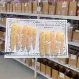 Amber Pearl Crystal Accent Statement Press On Nails