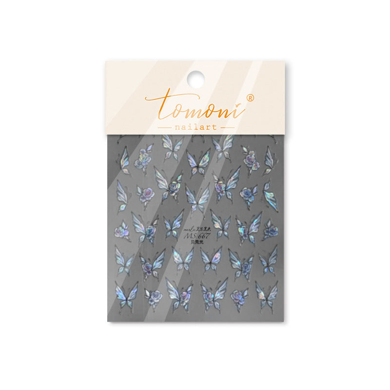 365nails: "Iridescent Butterfly & Rose" – nail art stickers