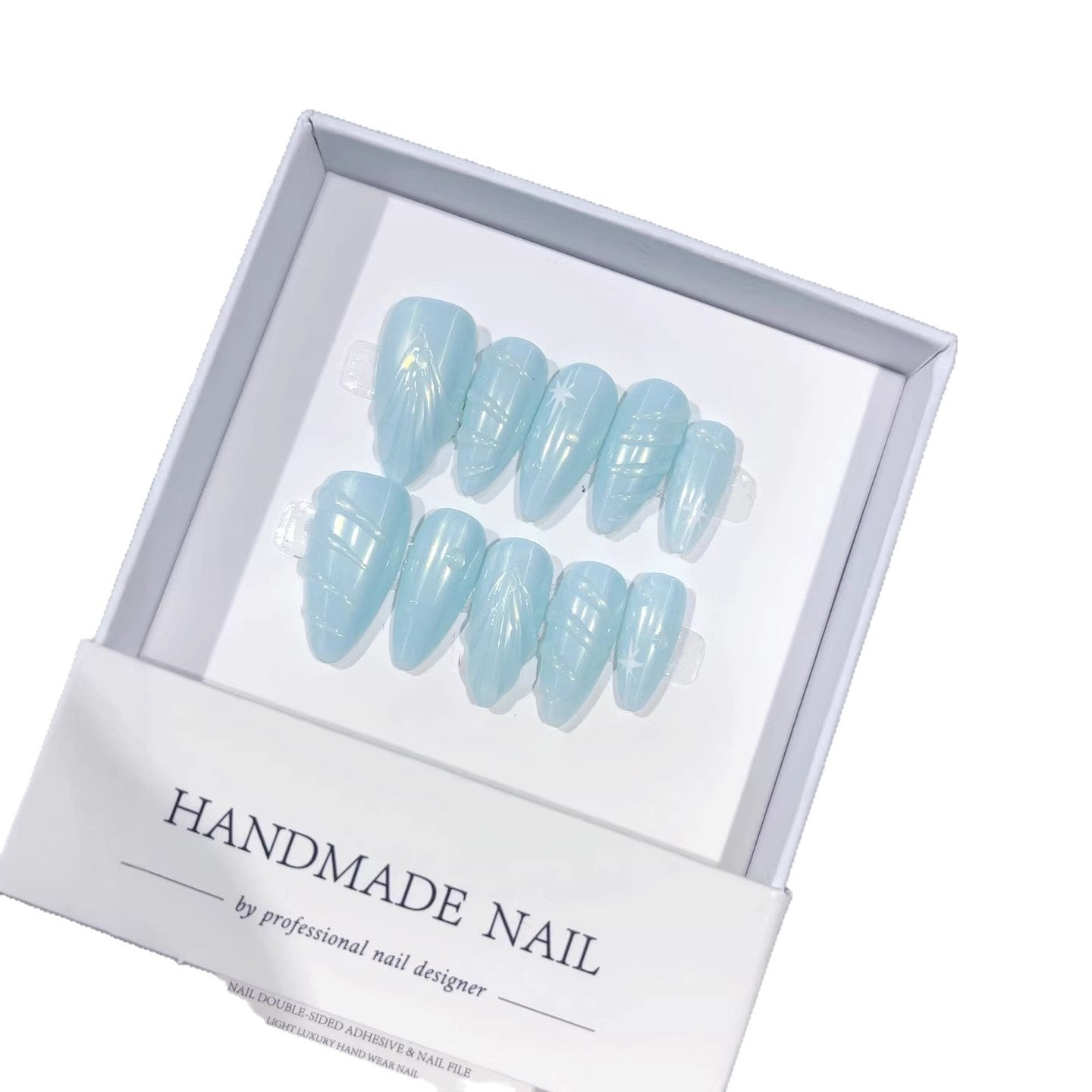 Ice Crystal: "Glacier Wave" – Almond Shape Press-On Nails