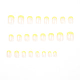 Manicura francesa amarilla sencilla, uñas postizas al por mayor, uñas postizas especiales, producto terminado, 365nails