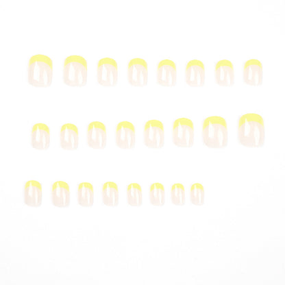 Simple yellow French manicure press on nails Wholesale press on nails Special nail piece press on nails finished product false nail｜365nails