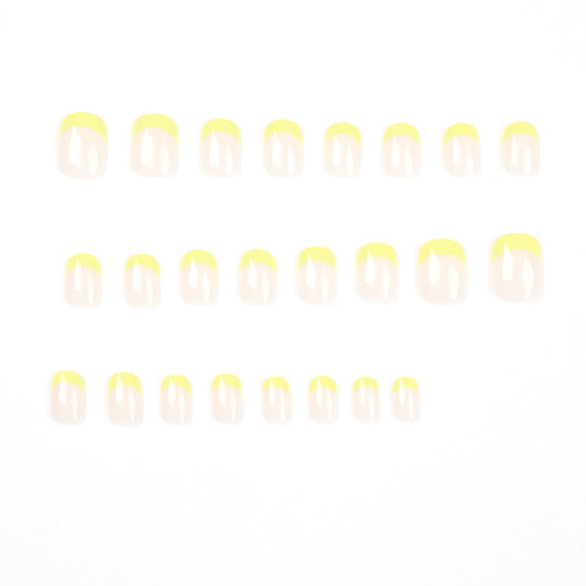 Simple yellow French manicure press on nails Wholesale press on nails Special nail piece press on nails finished product false nail｜365nails