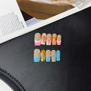 365nails: Floraison tropicale – Ongles forme carrée faits main, fleurs 3D et dégradé