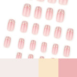 Simple French cat's eye short square round press-on nails