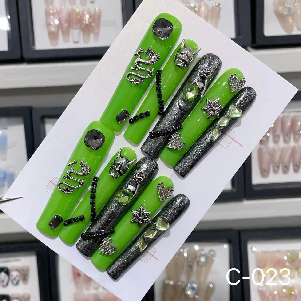 Extra Long 5.5cm Water Pipe Press-On Nails | Handmade Collection | Round Shape