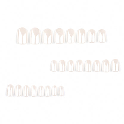 White solid color coating  wholesale short round simple beauty wearing fake nails｜365nails