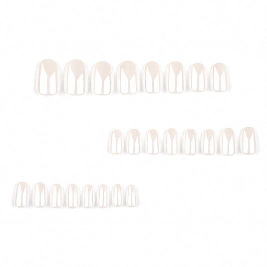 White solid color coating  wholesale short round simple beauty wearing fake nails｜365nails