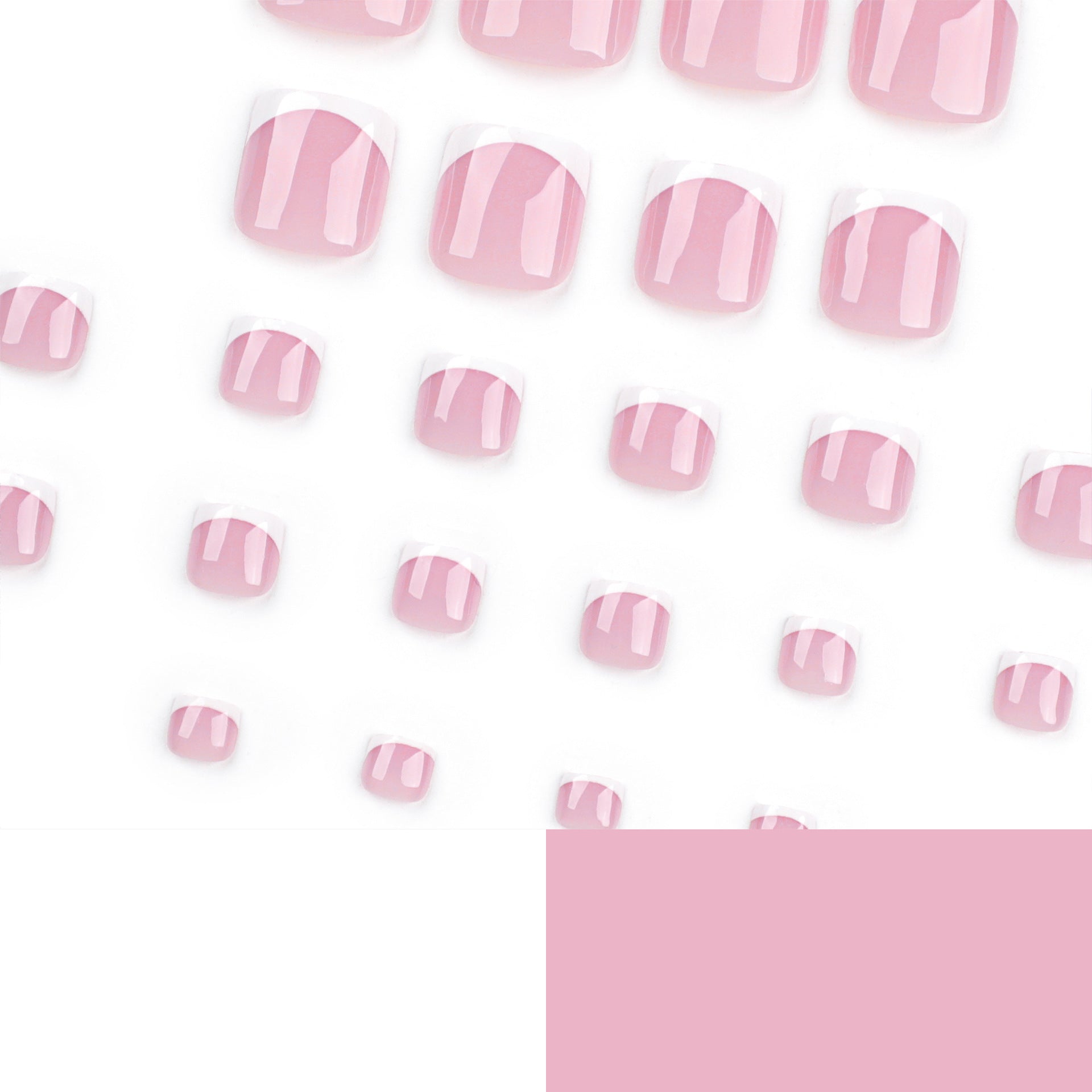經典簡約裸色法式白邊足部趾甲片成品批發｜365nails