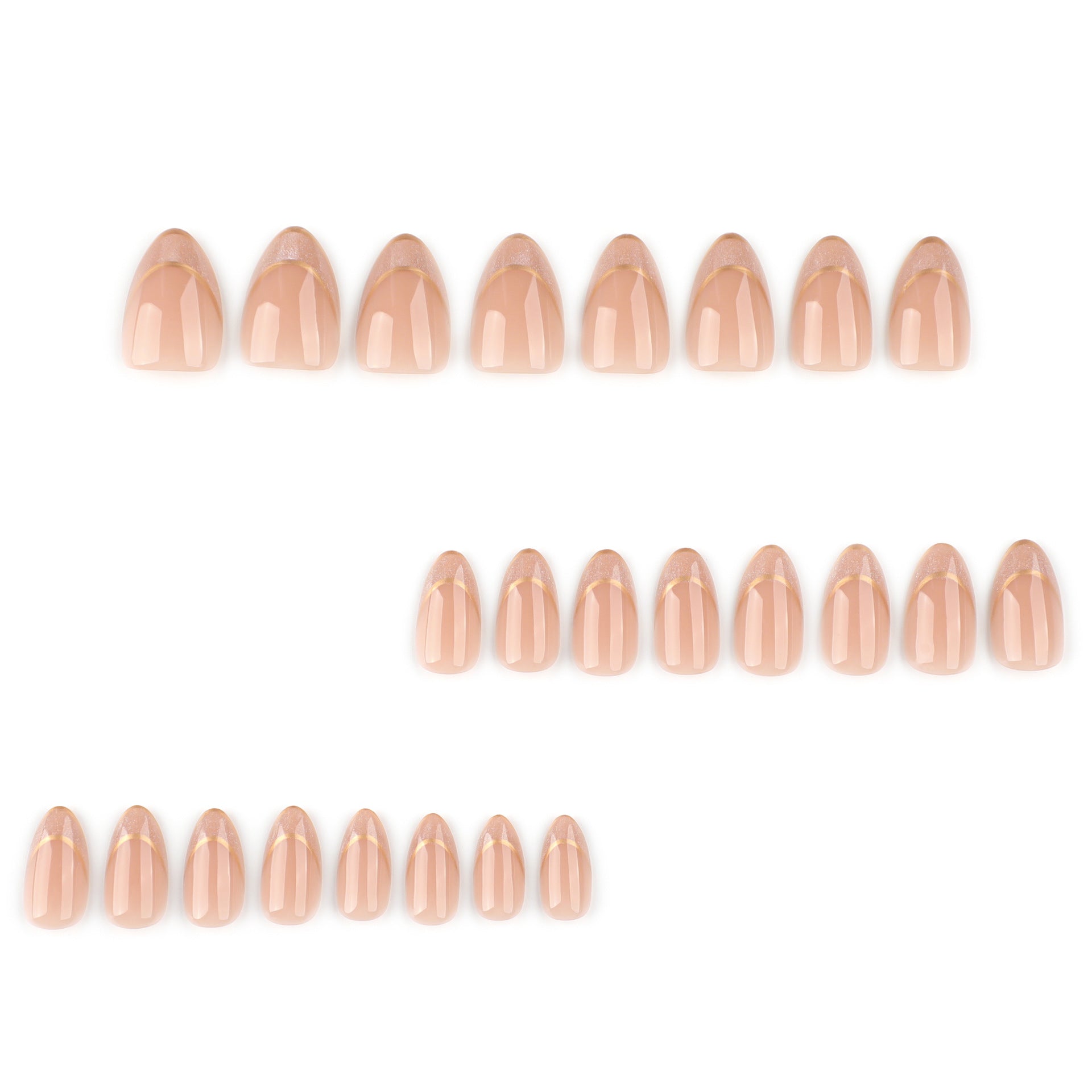 Premium French Cat's Eye Golden Short Almond press-on nails