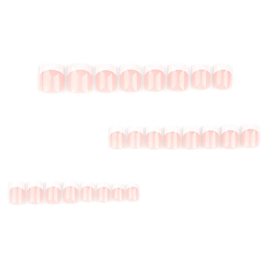 Simple French white wearing nail short square   nail art fake nail nail sticker removable hot-selling nail piece｜365nails