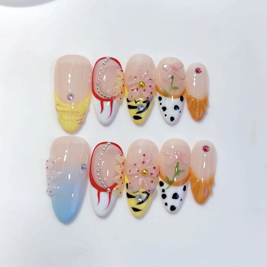 Whimsical Safari: "Animal Print Fantasy" – Almond Shape Handmade Press-Ons