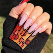 超長芭蕾形法式 秋冬暖色拼接 甲片｜365nails