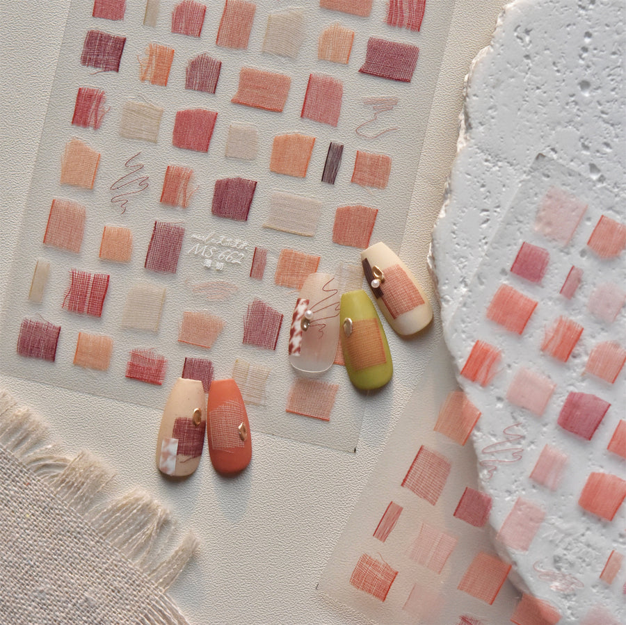 365nails: "terracotta brush stroke square embossed set" – Nail Art Stickers