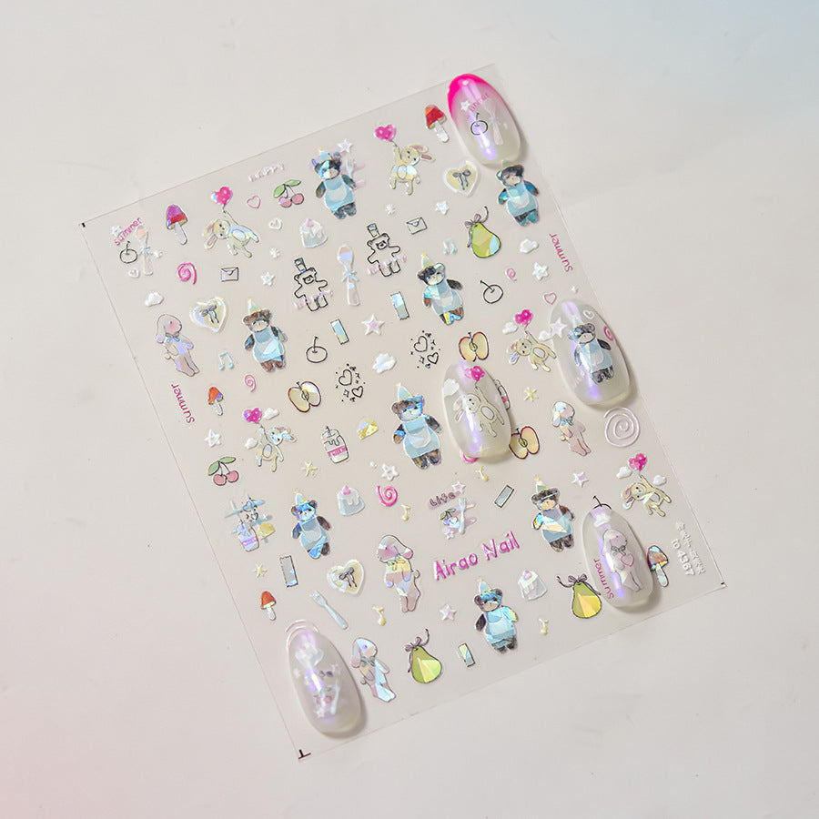 365nails: "Iridescent Bunny Party" – nail art stickers