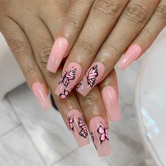 Press on nails finished nail  Butterfly nail naked powder whitening nail  false nail  direct supply｜365nails
