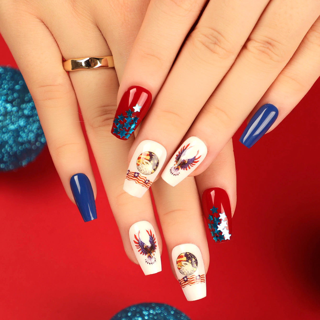 獨立日芭蕾指甲藝術 可穿戴可拆卸成品甲片 外貿批發｜365nails