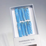 Sky Blue Crystal Line Minimal Glam Press On Nails