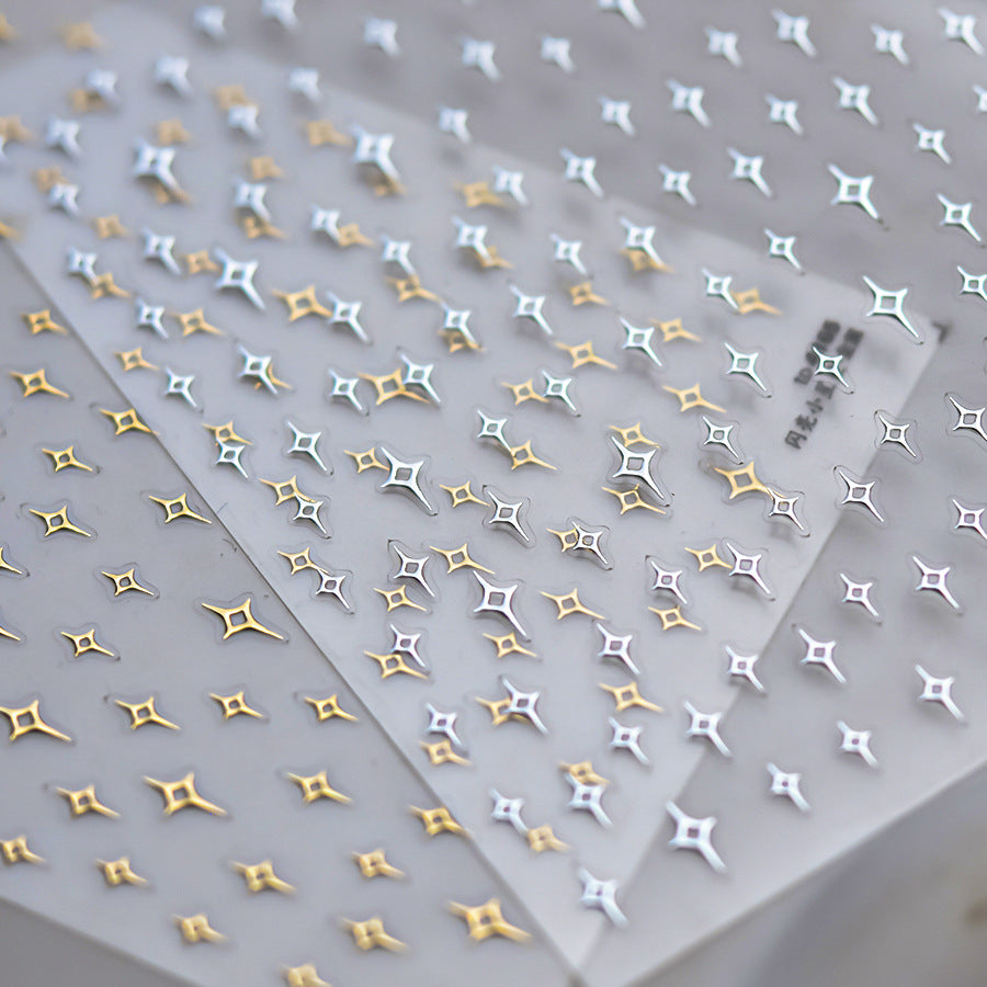 365nails: "shiny gold starburst metal set" – Nail Art Stickers